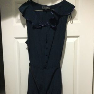 Navy Ruffle Neck Romper, River Island, UK